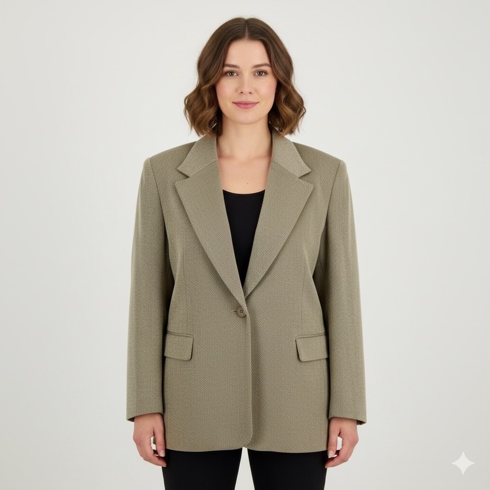 NEW Vintage 90s High‎ Point New York Blazer Jacket Women XL Tan Beige One Button